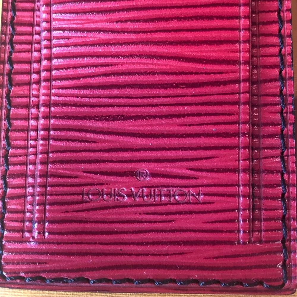 LOUIS VUITTON Red Epi Leather Luggage Tag and Poignet Sets